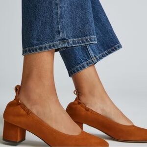 Everlane The Day Block Heel‎ Suede Italian Leather Cognac 11